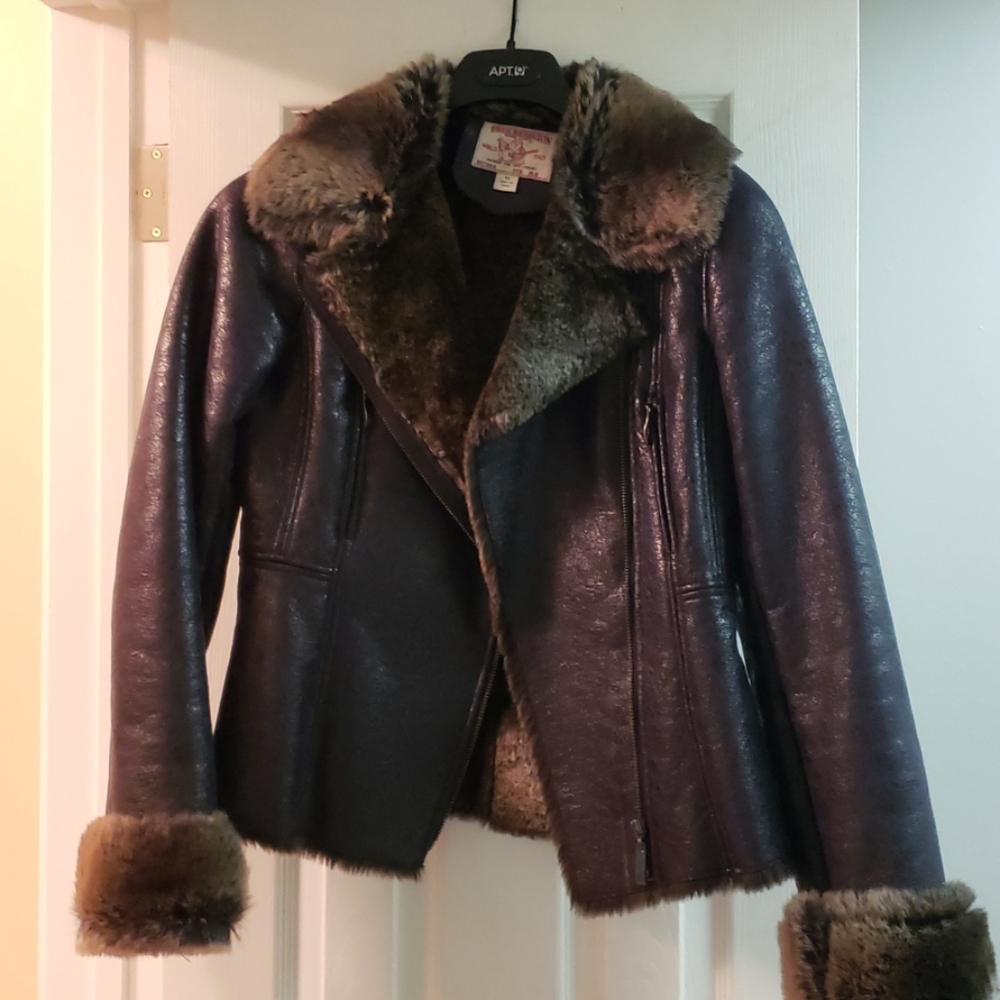 Leather jacket navy blue size medium